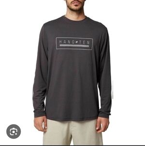 Hang Ten Mens Long Sleeve Sun Tee Shirt in Asphalt Size Large